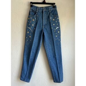 Vintage Monique Jeans 5 6 High Rise Tapered Celestial Bedazzled Stars